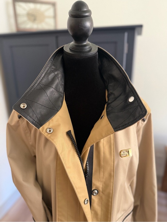 Coach Jackets & Blazers - Coach Two-Tone Beige Trench Coat with Black Leather Trim – Size 6